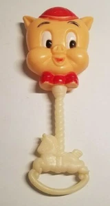 Schweineschwein Baby Säugling Rassel Vintage 1975 Babyspielzeug Warner Bros. Co. 6,5 Zoll - Bild 1 von 8