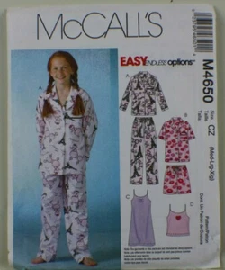 McCall's M4650 Pattern Girls' size Large Pajamas and Nightgown - Picture 1 of 3