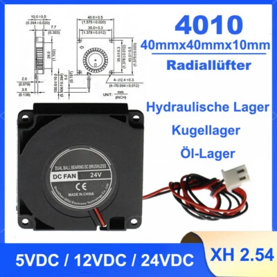 4010 Lüfter Radiallüfter Bauteilkühler 5V 12V 24V DC 3D Drucker Printer Turbine - Bild 1 von 4