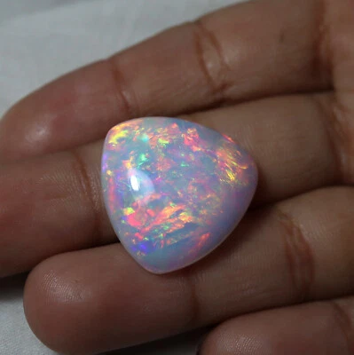 18.2 Cts 21.6x20.6 MM Real AAA Red Yellow Green Fire Ethiopian Opal Trillion Cab - Image 1 of 4
