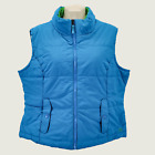Aropostale Women's XL Vest Puffer Zipper Blue/Green Lining Pockets Aeropostale
