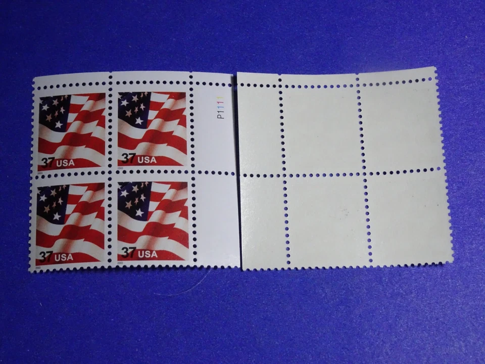 US 3629F WAVY FLAG (2003 DATE) 37c STAMPS SHEET PLATE # BLOCK OF 4  SPECIAL BUY! - Image 1 of 1