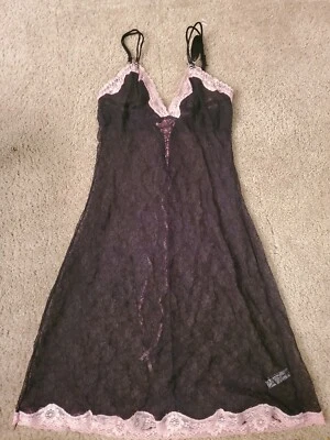 NUEVO Camisón Lencería Encaje Negro/Rosa Talla 34B Foto 1 de 4
