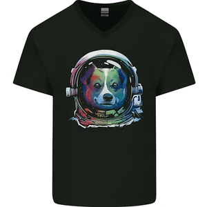 Corgi Astronaut Hund Herren V-Ausschnitt Baumwolle - Bild 1 von 3