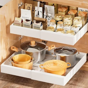 2 Pezzi Cassetto Telescopico,Armadio Da Cucina Ripiani Organizer Estraibile in A - Foto 1 di 12