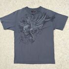 Miami Ink T Shirt Mens Medium Gray Skull Wings Tattoo Art Y2K 2008 Cyber Sinful