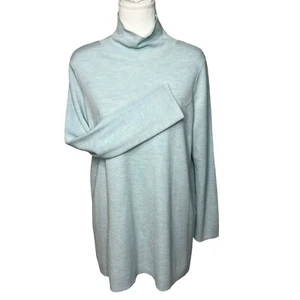 Suéter ligero Eileen Fisher para mujer M azul lana merino superfina cuello falso - Imagen 1 de 8