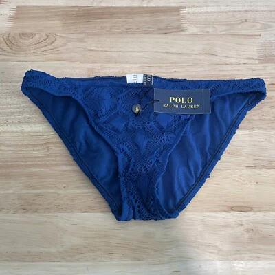 NWT Polo Ralph Lauren Bikini Swim Bottom Women’s Size Small Blue Crochet NEW $52 - Image 1 of 4