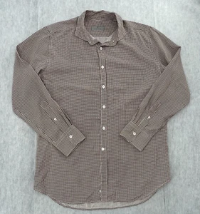 Canali Shirt Adult Large Brown Button Up Long Sleeve Made In Italy Mens L - Picture 1 of 13