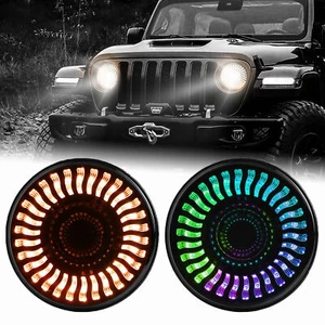 Faros LED RGB redondos ojos de ángulo halo para Jeep Wrangler CJ TJ JK 7 pulgadas EE. UU. - Imagen 1 de 11