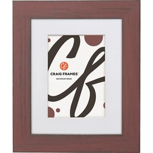 Jasper, 1.5" Distressed Rustic Faded Red Picture Frame With a Mat - Picture 1 of 6