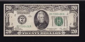 US 1928 $20 FRN New York FR 2050-B Numeric '2' VF (438) - Picture 1 of 2