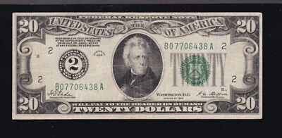 US 1928 $20 FRN New York FR 2050-B Numeric '2' VF (438) - Image 1 of 2