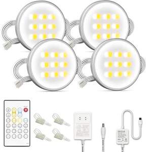 New MYPLUS Under Cabinet Dynamic LED Light Pucks 4 Pack w/ Remote Control - Picture 1 of 7