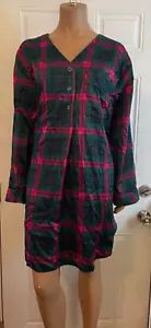 Size 1X Gib w/pocket Plaid multi color 3/4 sleeve shirt Nightgown - Picture 1 of 2
