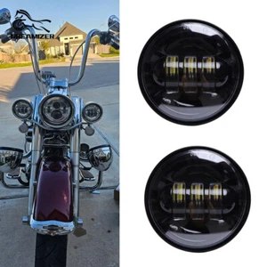 Pair 4.5" Led Fog Lights Turn Signal Lamp for Harley Classic FLHR Road King - Picture 1 of 7