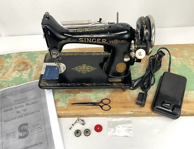 SERVICED Antique Vtg Small Singer 99 Sewing Machine Heavy Duty 3/4 Size Portable - Image 1 of 4