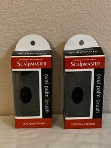 SCALPMASTER Barber Grooming Oval Palm Brush 100% Boar Bristle Sc2210 *Pack Of 2*