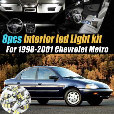 8Pc Super White Car Interior LED Light Bulb Kit for 1998-2001 Chevrolet Metro - Image 1 of 4