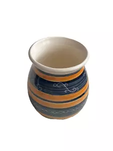 Vintage Dee Cee Pottery Ceramic Vase Black Orange Beige Pot - Picture 1 of 6