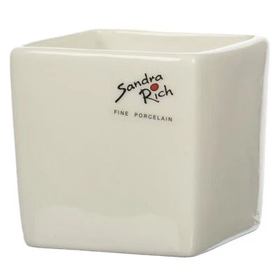 SANDRA RICH, Porzellan Übertopf CUBE Porcelain 12cm Würfel Vase Creme weiß WEISS - Bild 1 von 3
