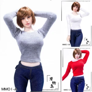 MM01 1/6 weibliches weißes Langarm-T-Shirt Shirt Kleidung für 12" Figur Action # - Bild 1 von 9