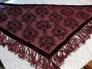 Viktorianischer Stil Samt Spitze Schal Halstuch Burgund + Schwarz Abschlussball Hochzeit Kirche  - Bild 1 von 14