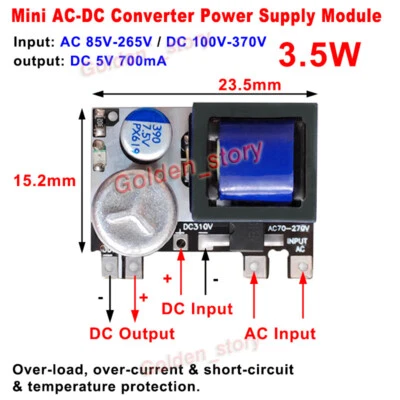 Mini AC-DC 110V 120V 220V 230V to 5V 700mA Converter Power Switching Transformer - Image 1 of 4