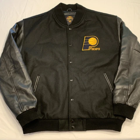 New Zlander NBA Indiana Pacer Wool Leather Bomber Jacket Men’s 3XL Cover