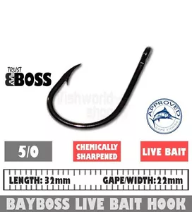 Live Bait Hook 5/0 / 25 pack Bay Boss Tackle Fishing Hooks - Picture 1 of 4