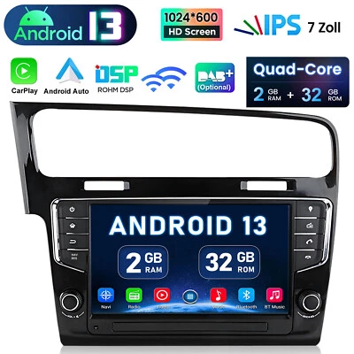 2+32GB Android 13 Autoradio Apple Carplay WiFi BT GPS Navi Für VW Golf 7 MK7 VII - Bild 1 von 4