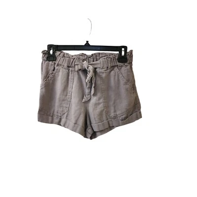 Pantalones Cortos Jolt Púrpura Púrpura Mezcla de Lino Talla 3 Bolsa de Papel Puños Residuos Corbata Foto 1 de 4