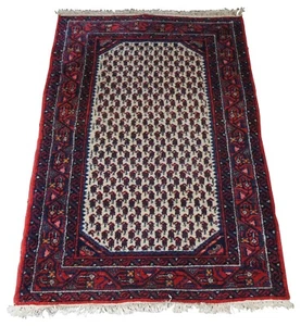 Semi Antique Hand Knotted Wool Area Rug Mat Carpet Red Prayer 3' X 4' - Picture 1 of 9