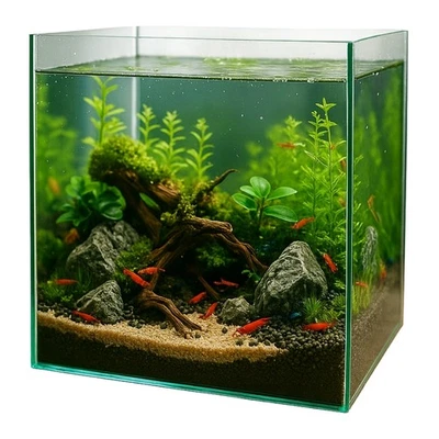 Würfel Aquarium 30x30x30 Becken Glasbecken 30 Glasaquarium Garnelen Nano Cube - Bild 1 von 4