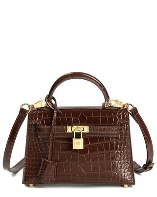 Tiffany & Fred Paris Alligator-Embossed Leather Crossbody Women's Brown - Image 1 of 3