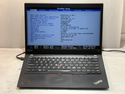 Lenovo ThinkPad  T490s  Intel core i7-8665U @1.90GHz 8GB Laptop Computer No hdd - Image 1 of 2