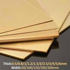 Brass Sheet Plate 0.5/0.8/1.0/1.2/1.5/2.0/2.5/3.0/4.0/5.0/6.0 mm Various Sizes - Picture 1 of 16