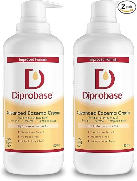 2 X 500g DIPROBASE Cream Emollient Moisturising for Dry Skin 2019 Pump Dispenser