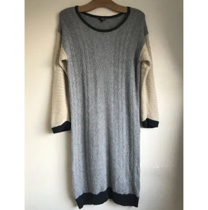 NW3 Hobbs Grey Cream Soft Jumper dress 10 With Wool Cashmere Angora - Picture 1 of 6