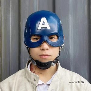 Captain America Mask Cosplay Head Cover Marvel All Saints' Day Props Latex Gift - Picture 1 of 8