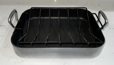 Williams Sonoma France Aluminum Nonstick Roaster With Rack 12x16 - Image 1 of 4