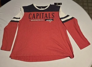 Washington Capitals NHL Long Sleeve Red/Blue Hockey Shirt NWT XL - Picture 1 of 2