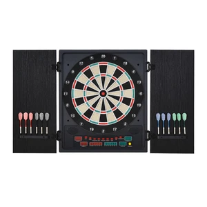 Black & White Electronic Dartboard 51x57cm with LED Scoreboard & Cabinet - Picture 1 of 9