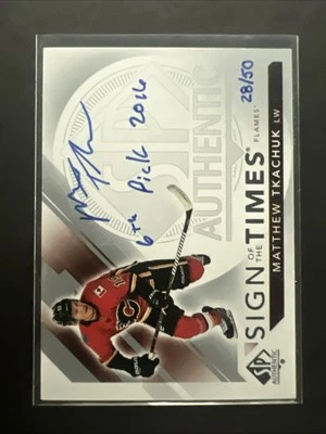 2017-18 SP Authentic Sign of the Times Auto Matthew Tkachuk  INSCRIBED /50 - Image 1 of 4