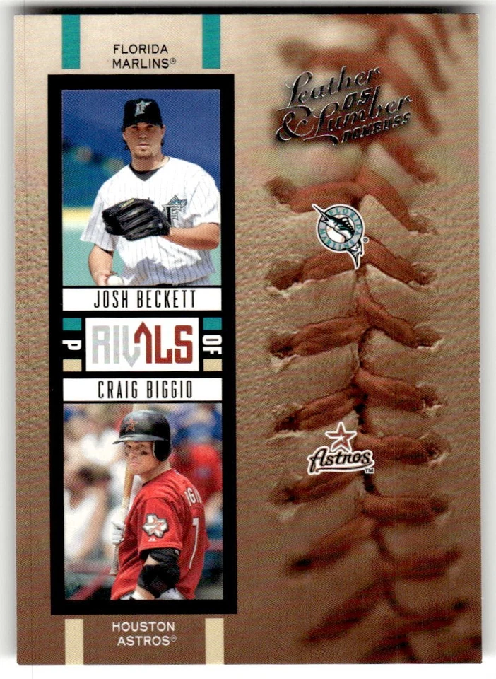 2005 Donruss Leather & Lumber Josh Beckett / Craig Biggio Rivals #/2000 #R-17 - Image 1 of 2