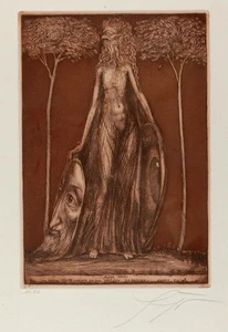 Flora Okuli - Aquatintaradierung Ernst Fuchs - Auflage 10.000 signiert - 1975 - Bild 1 von 5