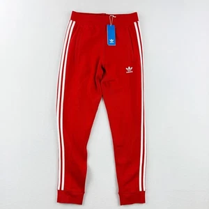 ADIDAS 3 Stripe Jogger Fleece Sweatpant Adicolor Size S Mens Red IM9320 - NEW - Picture 1 of 9