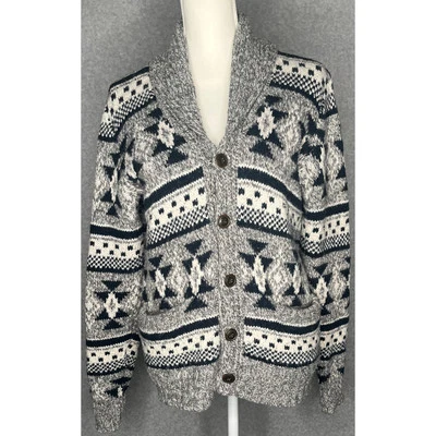 American Eagle Chal Cuello Cárdigan Suéter Azteca Suroeste Hombres Gris Lana S Foto 1 de 4