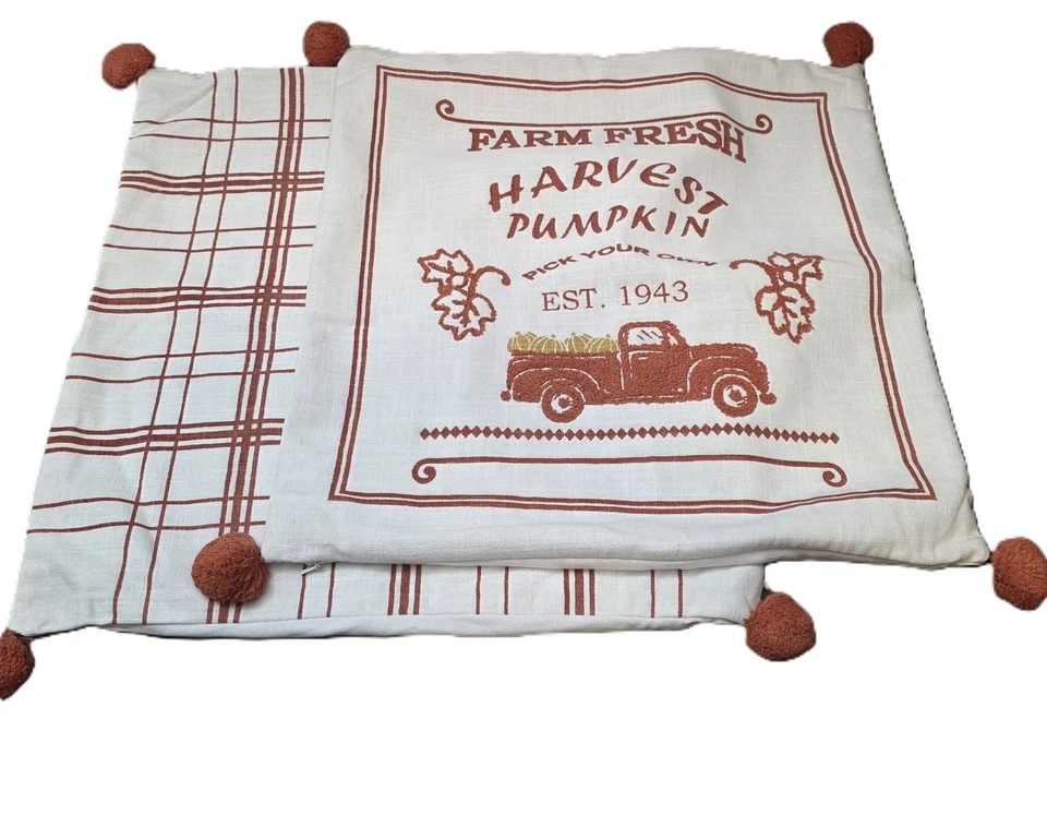 Fall Harvest Decor Set of 2 Pillow Covers ONLY 20 x 20" inch -BRAND NEW READ - Image 1 of 4