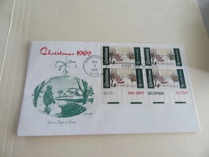 Weihnachten 1969 Tellerblock 4er Block 6c Briefmarken Fdc Sc#1384 Artmaster Cover #1 - Bild 1 von 2